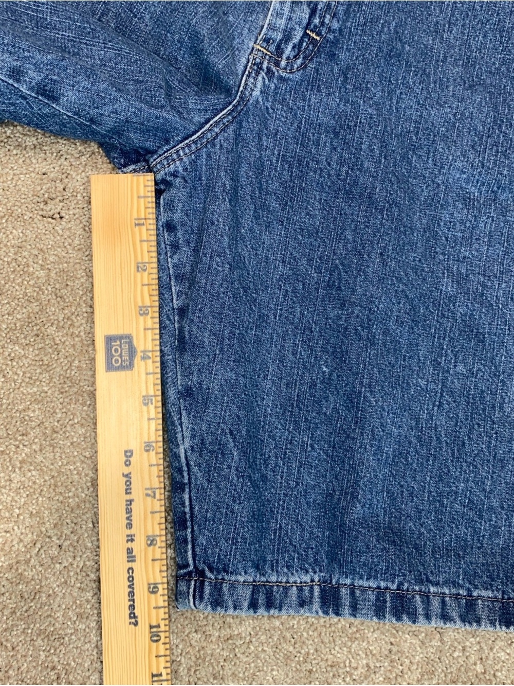 Wrangler Carpenter Denim Jorts Men’s Size 38 Summer Jean Shorts Faded - Picture 7 of 8